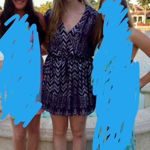 Free People purple pattern tie waist dress